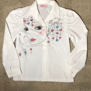 Vintage 1980’s hand-painted bedazzled one-of-a-kind button down | XS